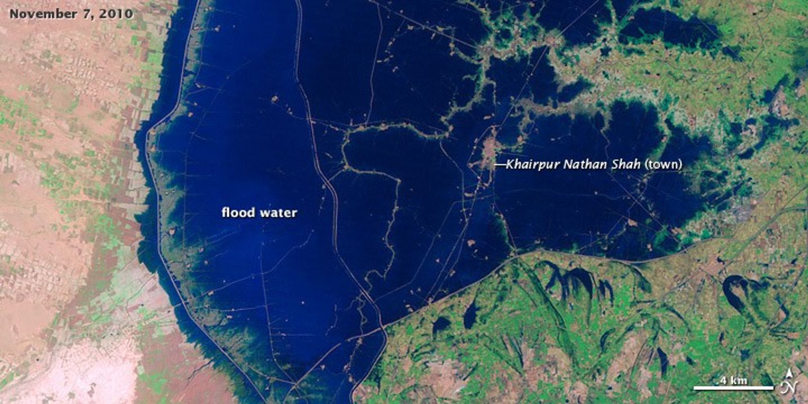 The same area in November 2010, still partly flooded