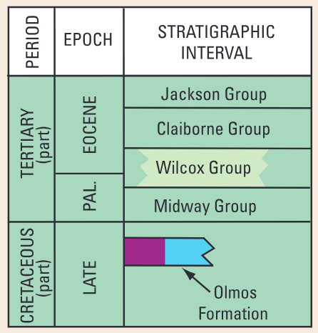 Generalized stratigraphic section showing the coalbed gas assessment intervals of the Gulf Coast region.