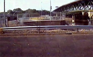 Security camera images showing the collapse from the south end.