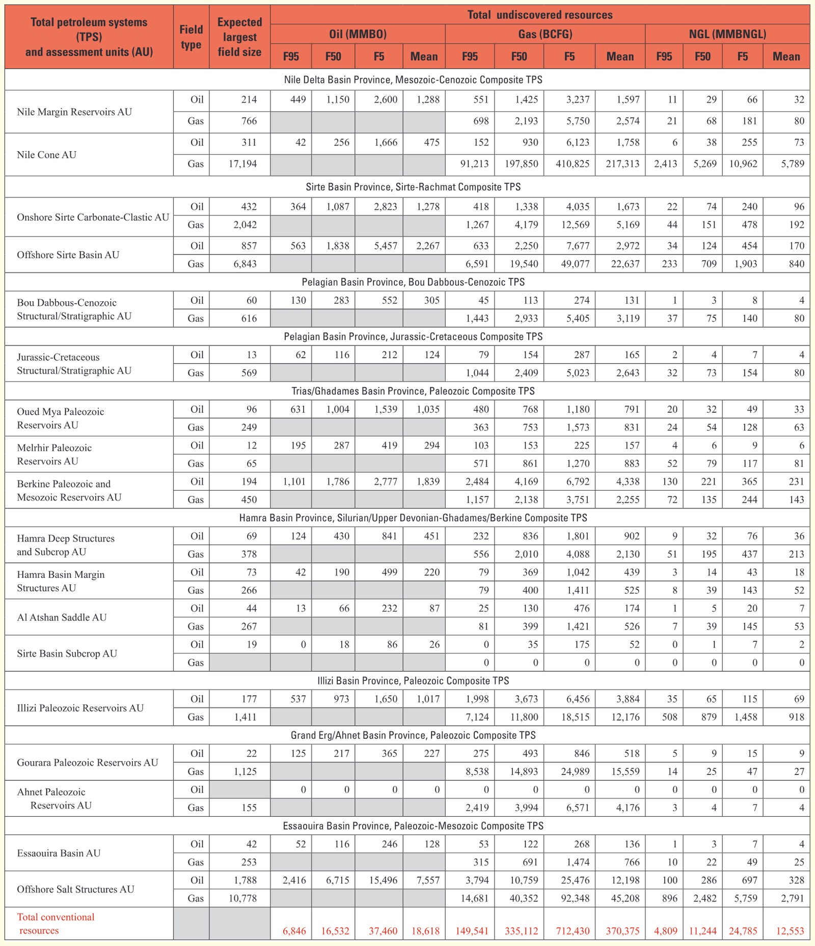 Table 1. Assessment results for undiscovered conventional oil and gas resources for provinces of North Africa.