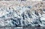 The towering ice face of a glacier
