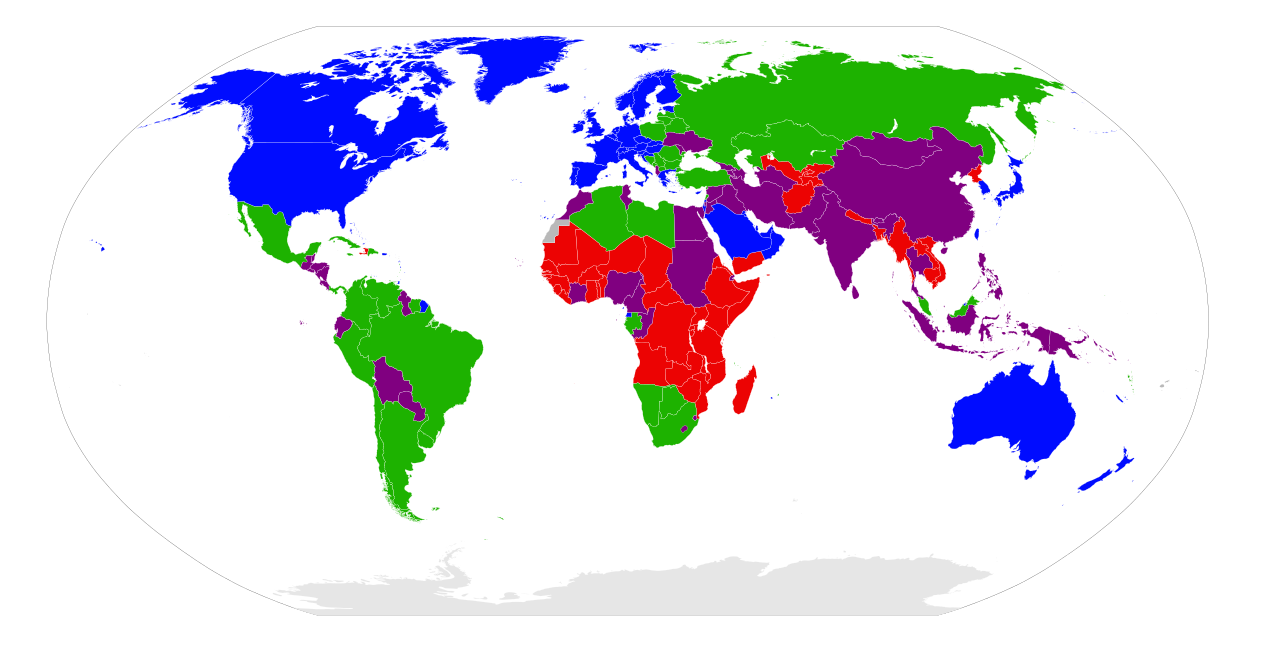 World Bank income groups; Low-income shown in red