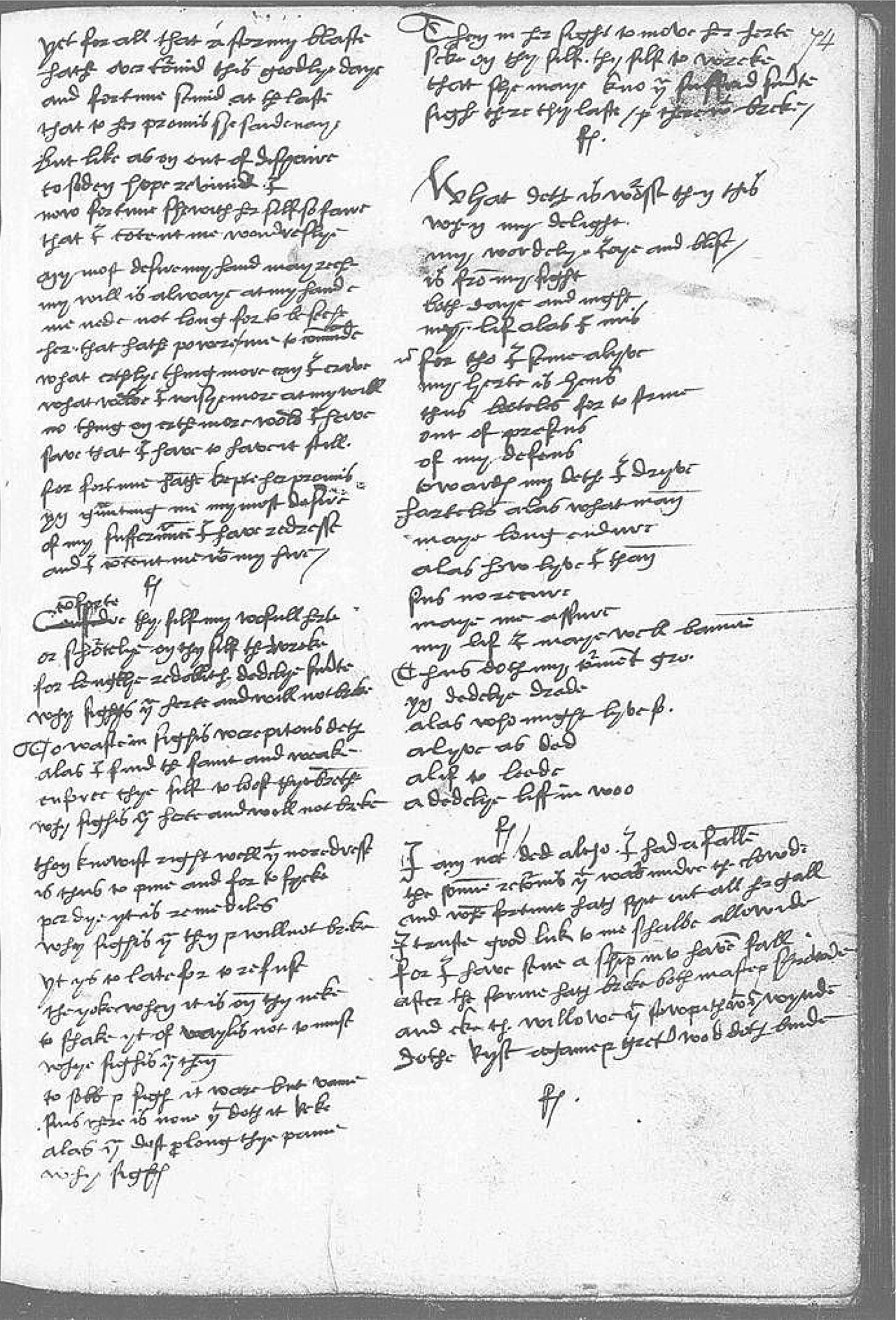 The Devonshire Manuscript facsimile 74r