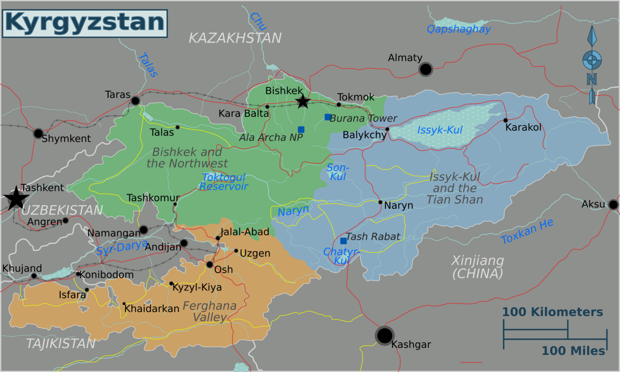 Kyrgyzstan regions map