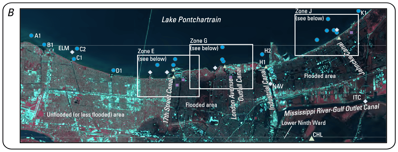 Effects of Hurricanes Katrina and Rita on the chemistry of bottom sediments in Lake Pontchartrain, La.
