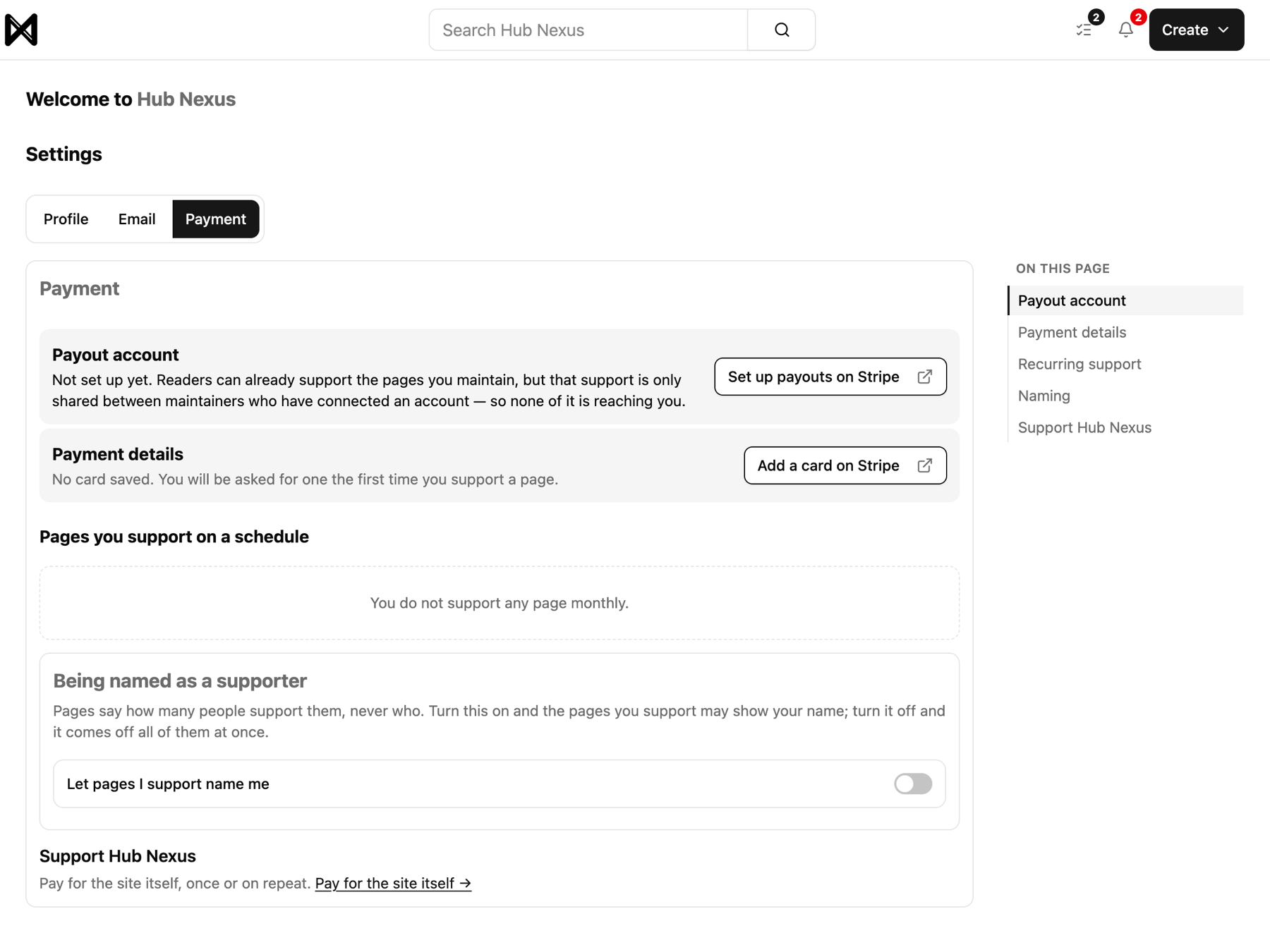 Payout settings