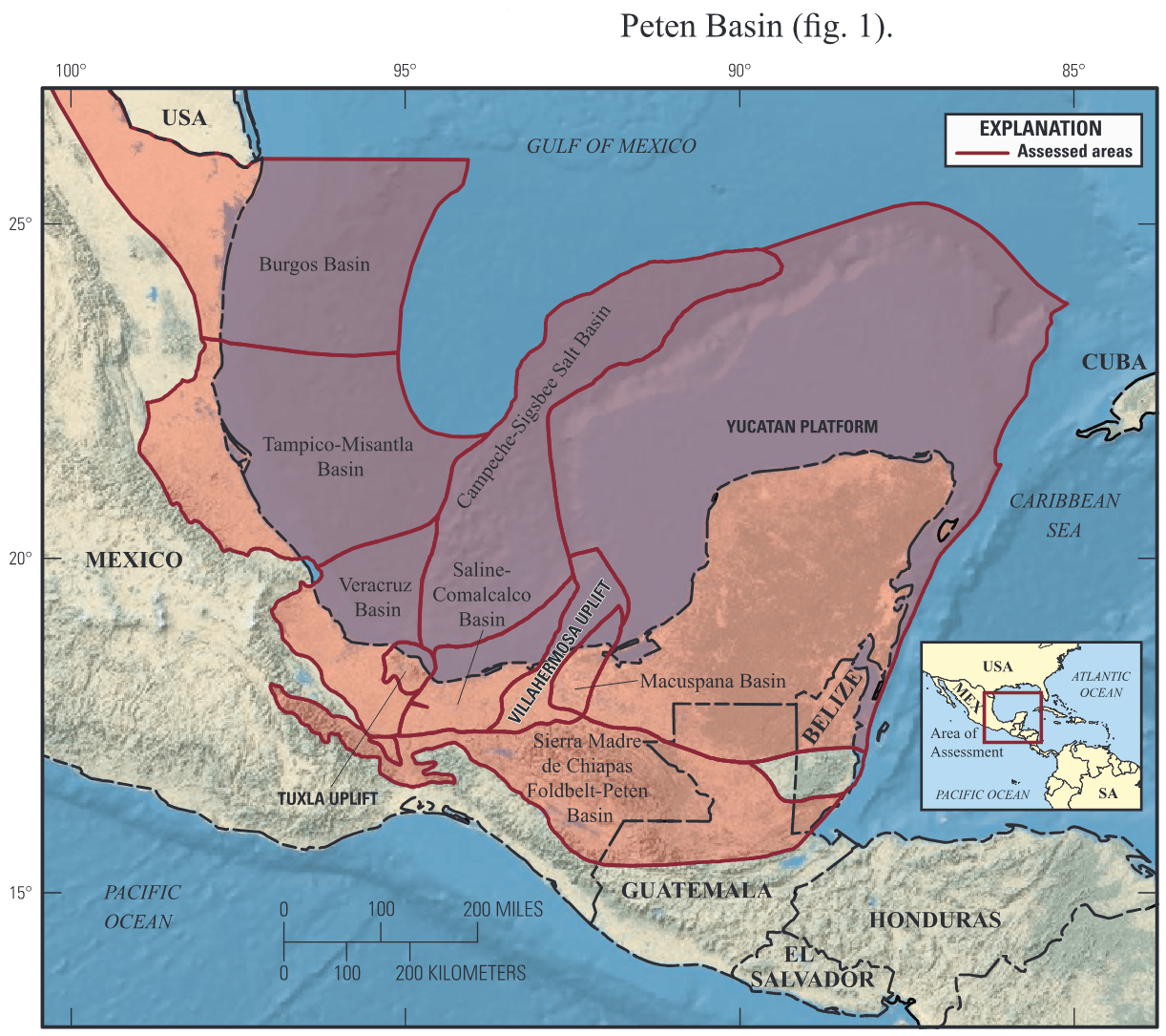 Locations of 10 priority geologic provinces of Mexico, Guatemala, and Belize assessed in this study of undiscovered, conventional oil and gas resources.