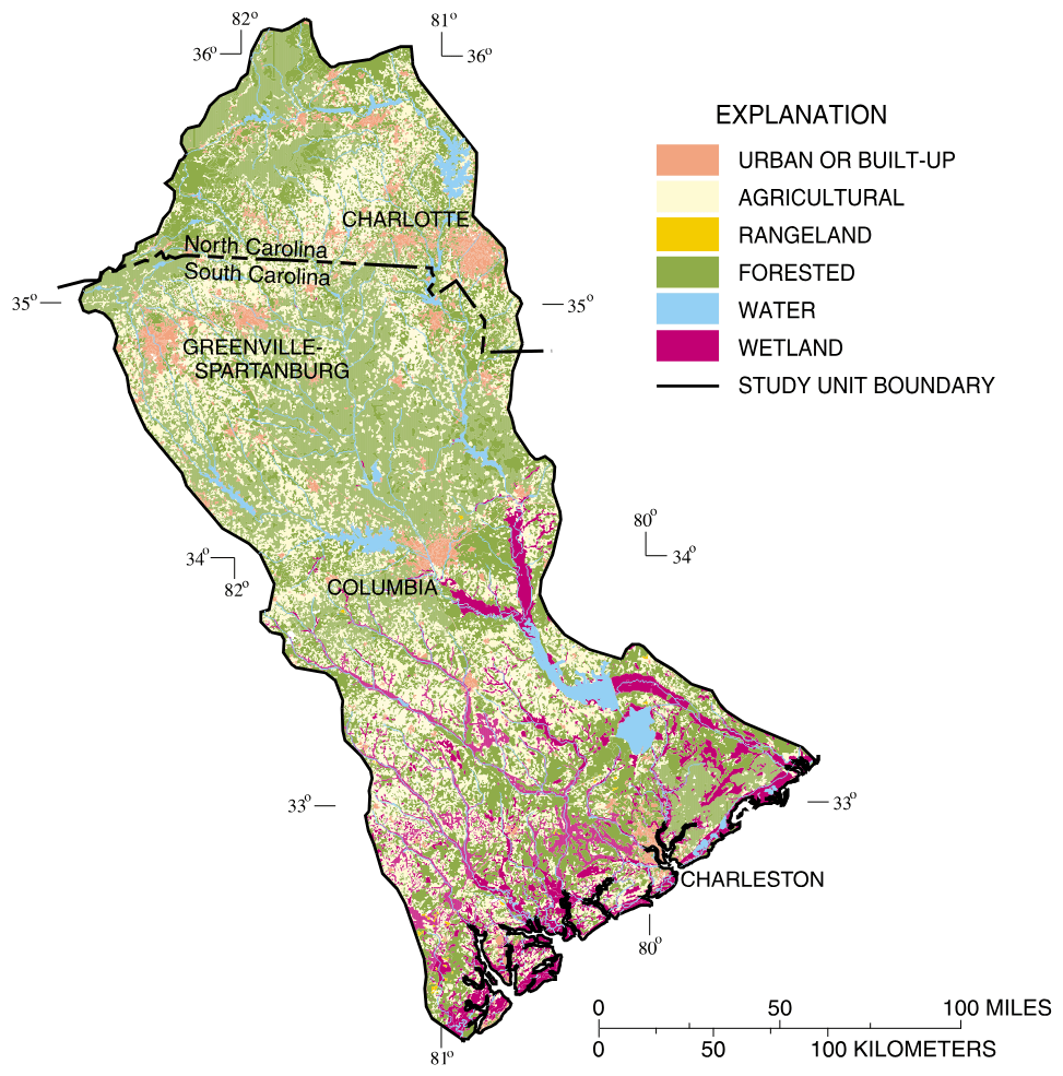 Land use in the Santee Basin includes about 60 percent forested, 30 percent agricultural, and 6 percent urban lands.