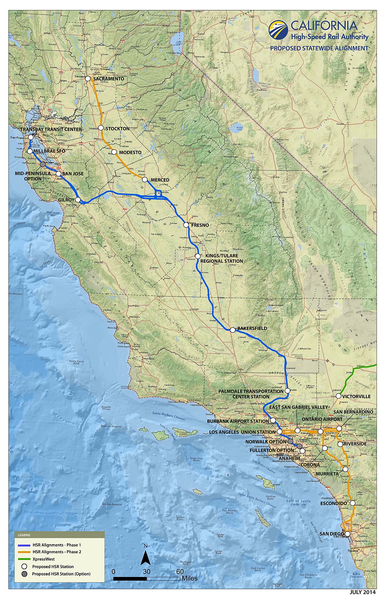 Topographic map of proposed route in July 2014