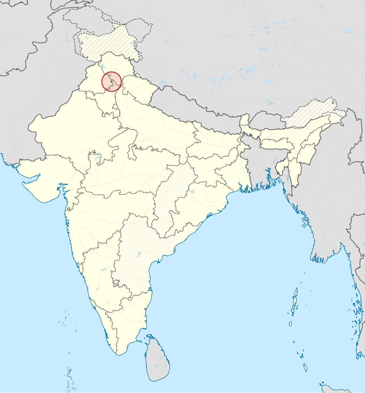চণ্ডীগড়ের অবস্থান
