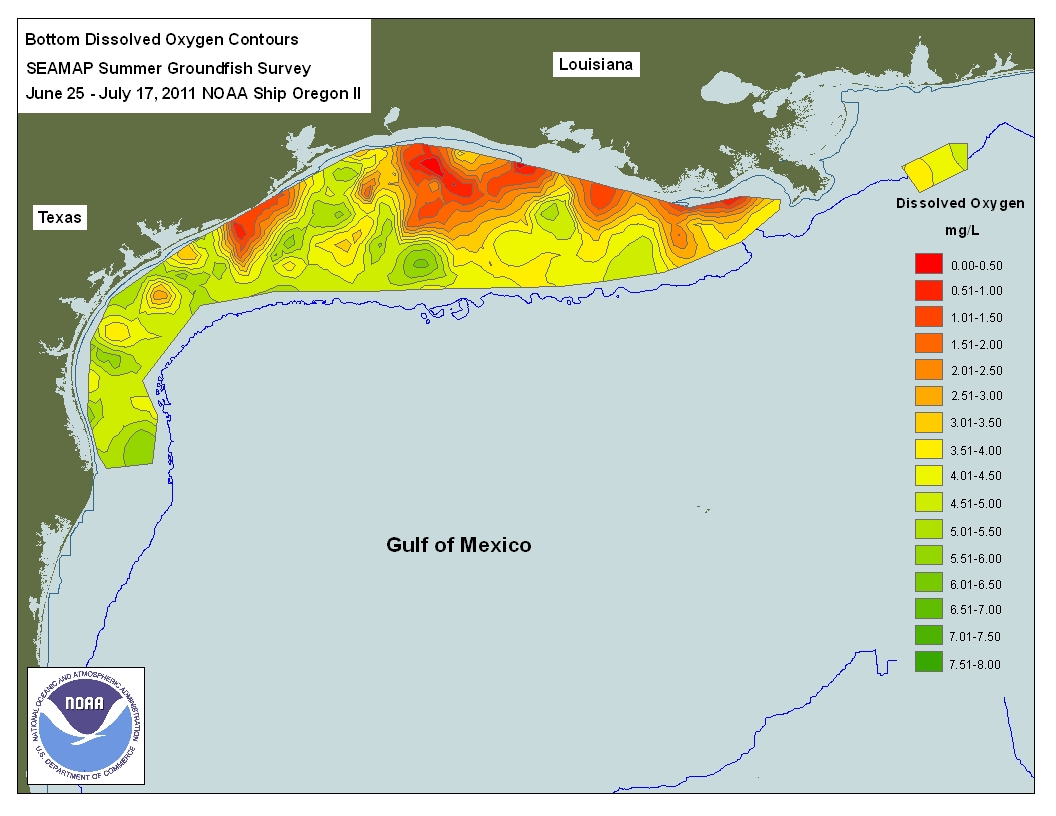 Gulf of Mexico Dead Zone NASA NOAA