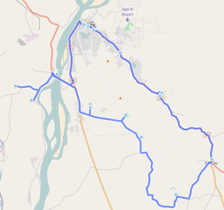 স্কুটারে বিস্তৃত দিনের ট্রিপের রুট