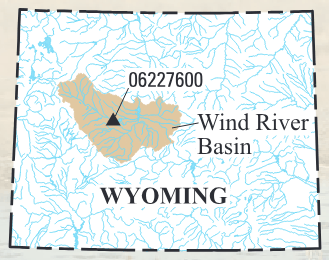 Location of U.S. Geological Survey streamgage at Wind River near Kinnear, Wyoming.