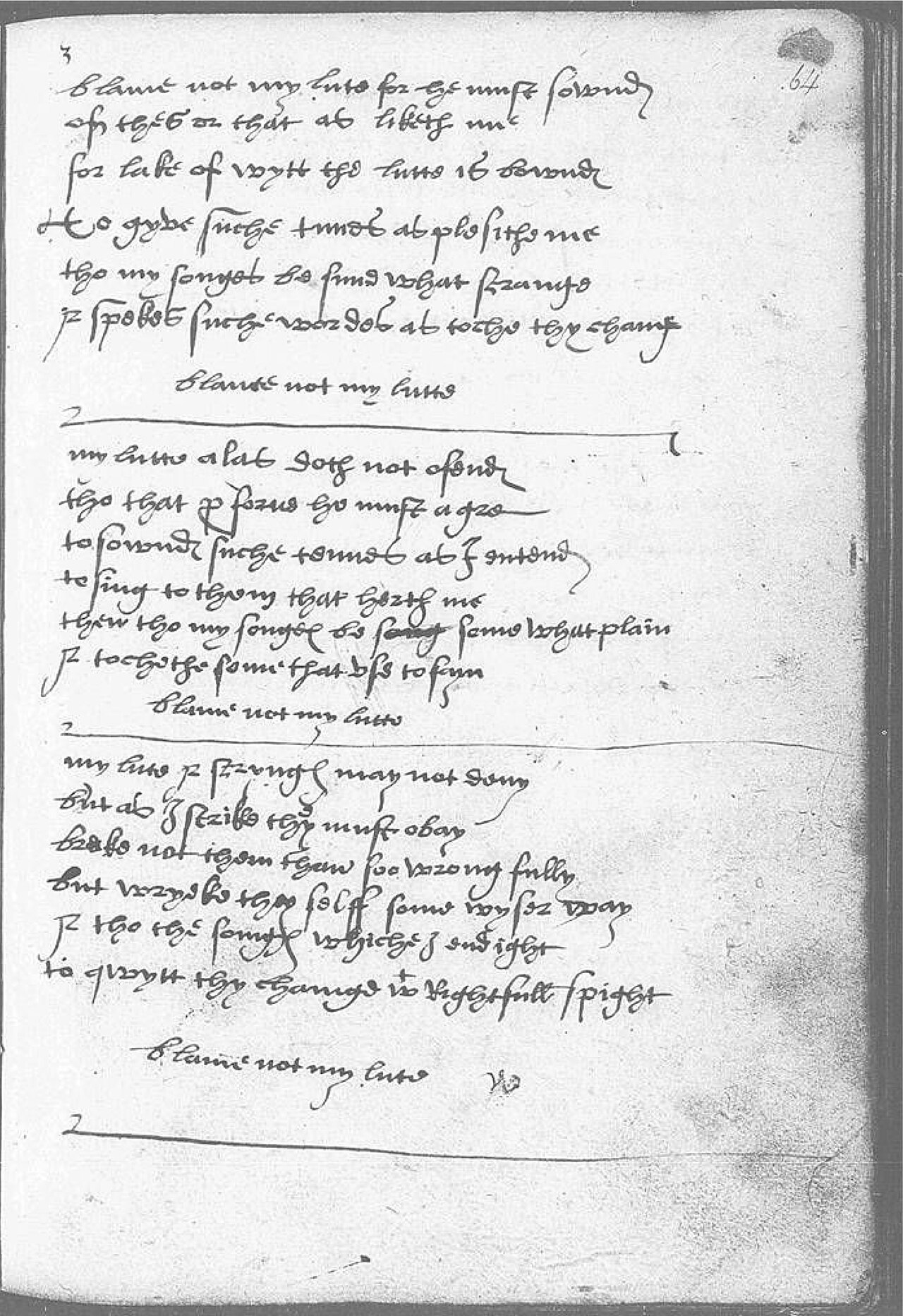 The Devonshire Manuscript facsimile 64r