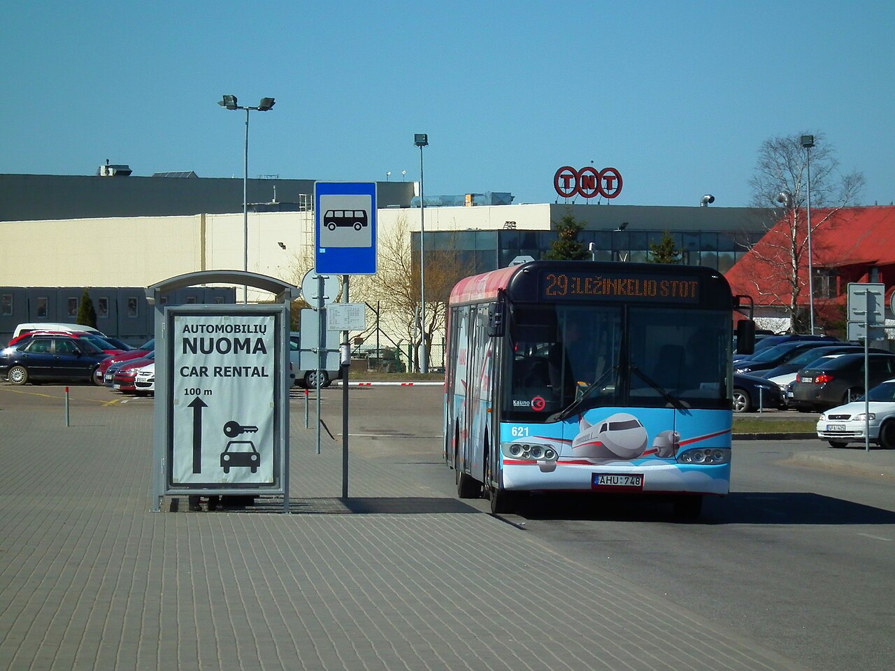 A bus stop at Kaunas Airport