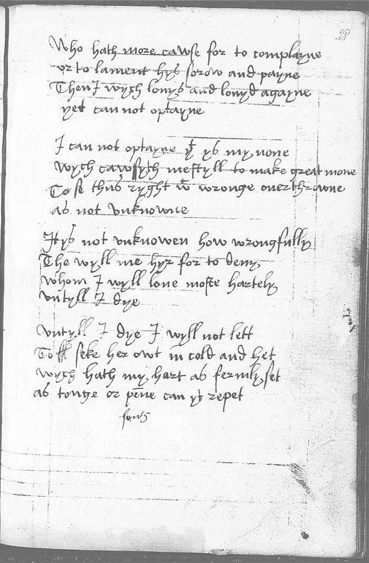 The Devonshire Manuscript facsimile 28r