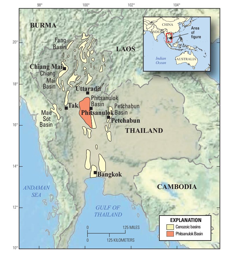 Locations of the Phitsanulok Basin and other Cenozoic basins in northern Thailand