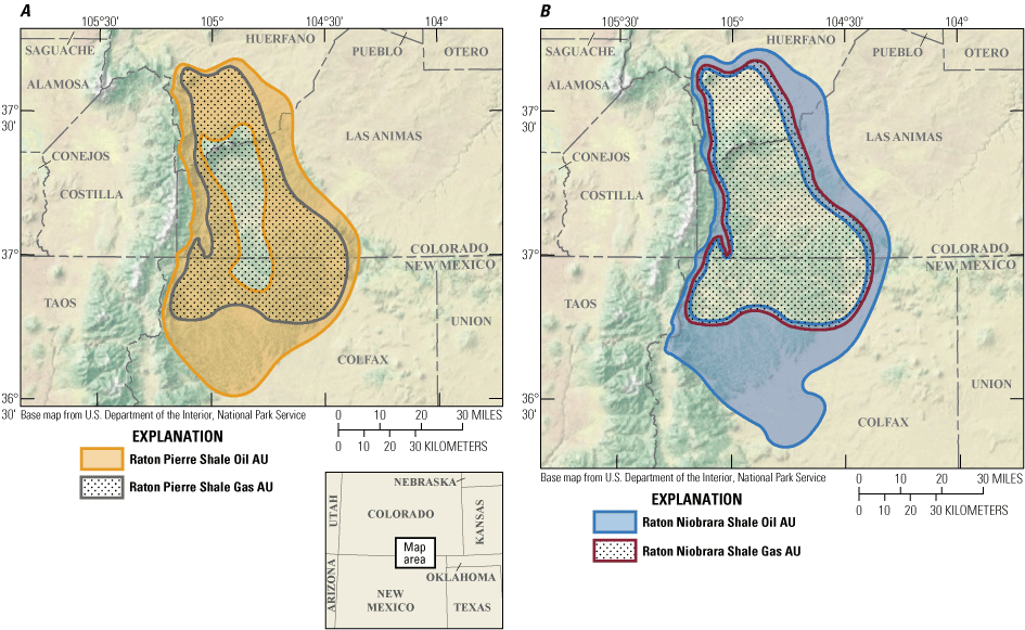 Map of the continuous oil and gas assessment units in the Raton Basin-Sierra Grande Uplift Province.