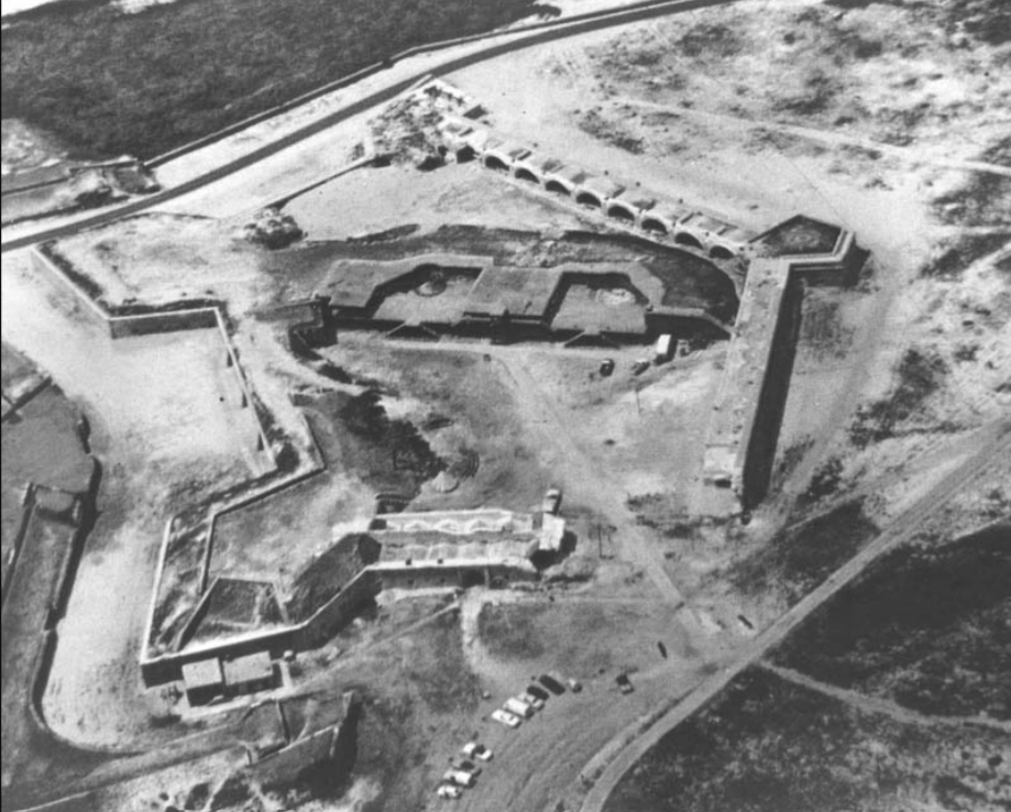 Aerial view of Fort Pickens, about 1970