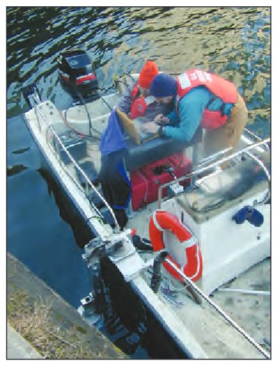 Side-mounted ADCP on U.S. Geological Survey work boat (photo- graph by James Duncker, USGS).