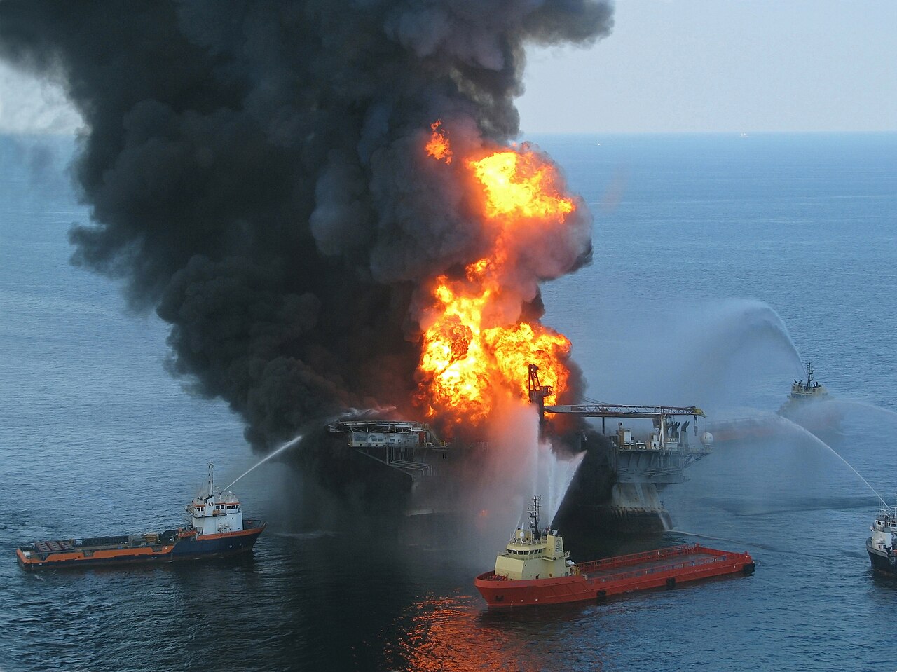 Deepwater Horizon burning following the explosion