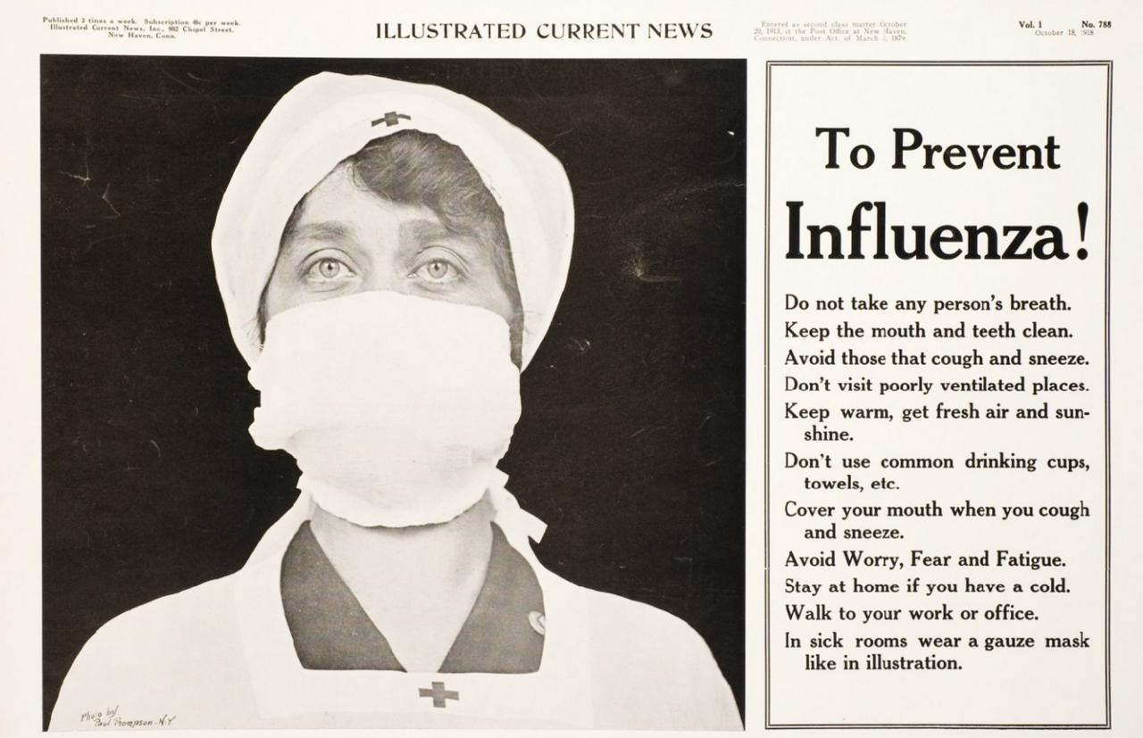 1918 public service notice recomending mask wearing.