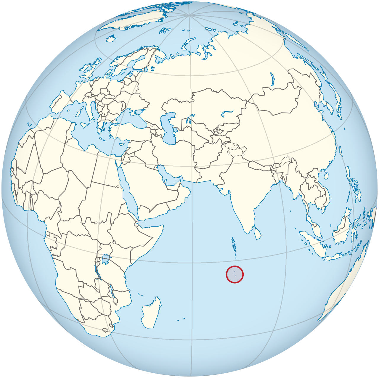 British Indian Ocean Territory on the globe (Afro-Eurasia centered)