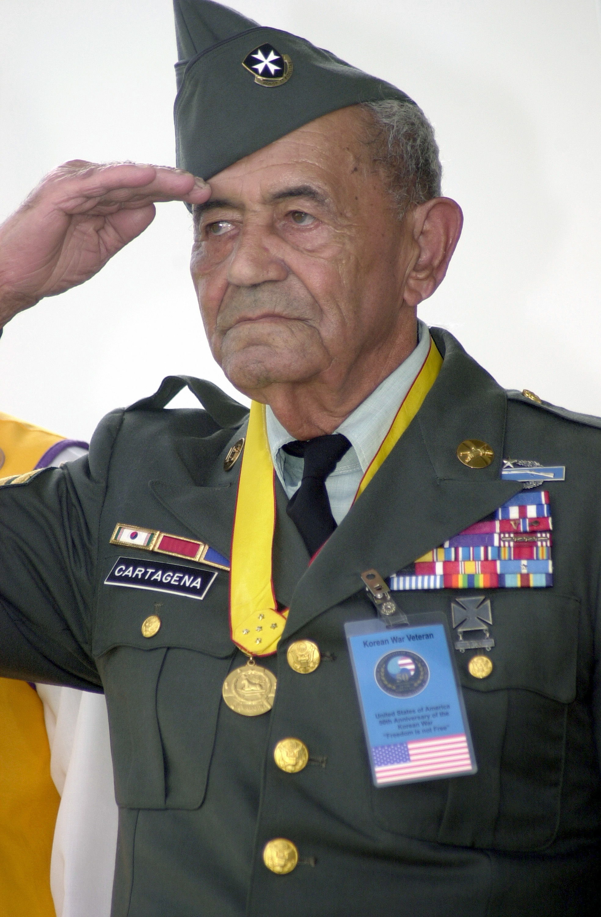 Korean War veteran, Sgt. 1st Class (ret) Modesto Cartagena, 12/02/2000. (National Archives Identifier: 6519402)