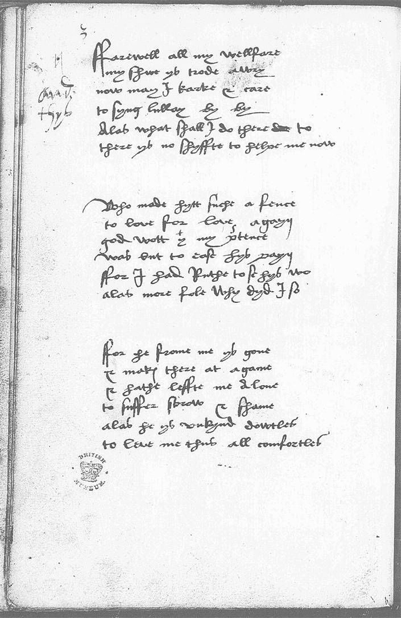 The Devonshire Manuscript facsimile 9v