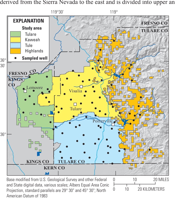 Map of the study area and sampled wells