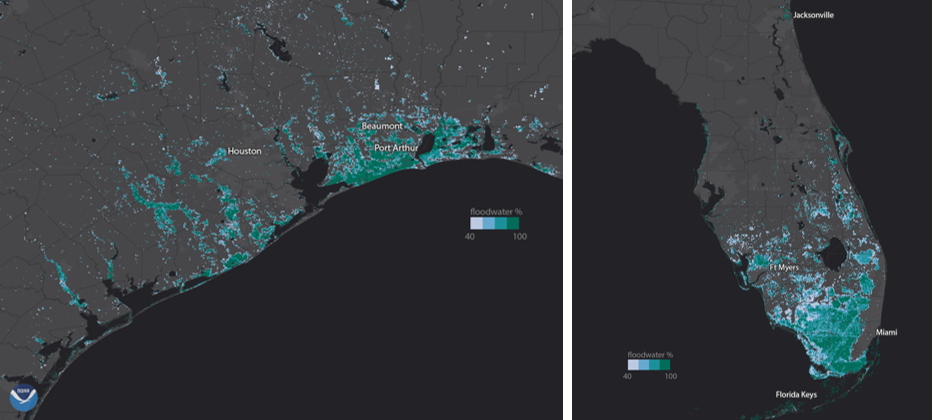 NOAA flood maps for Hurricanes Harvey and Irma