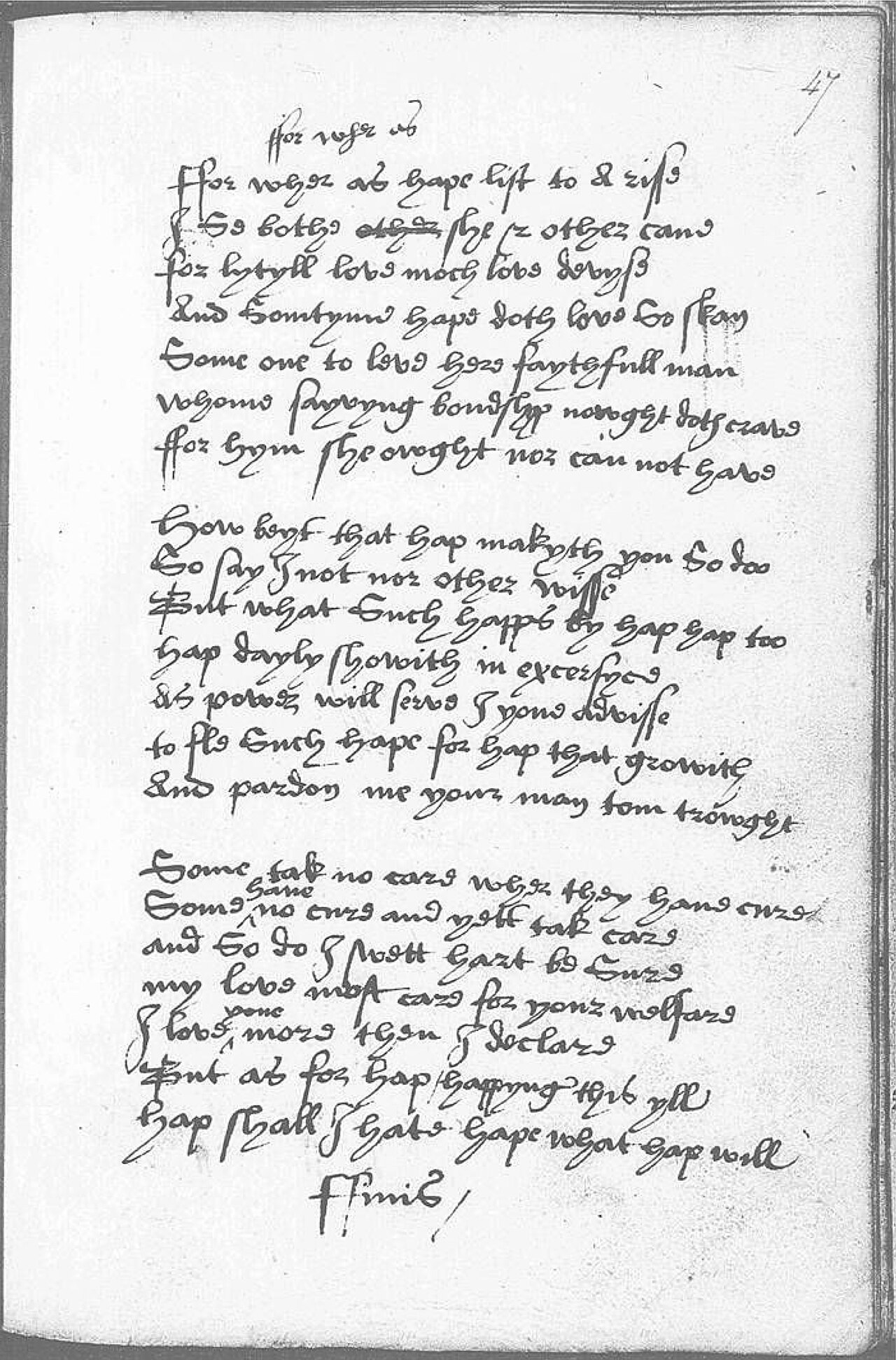 The Devonshire Manuscript facsimile 47r