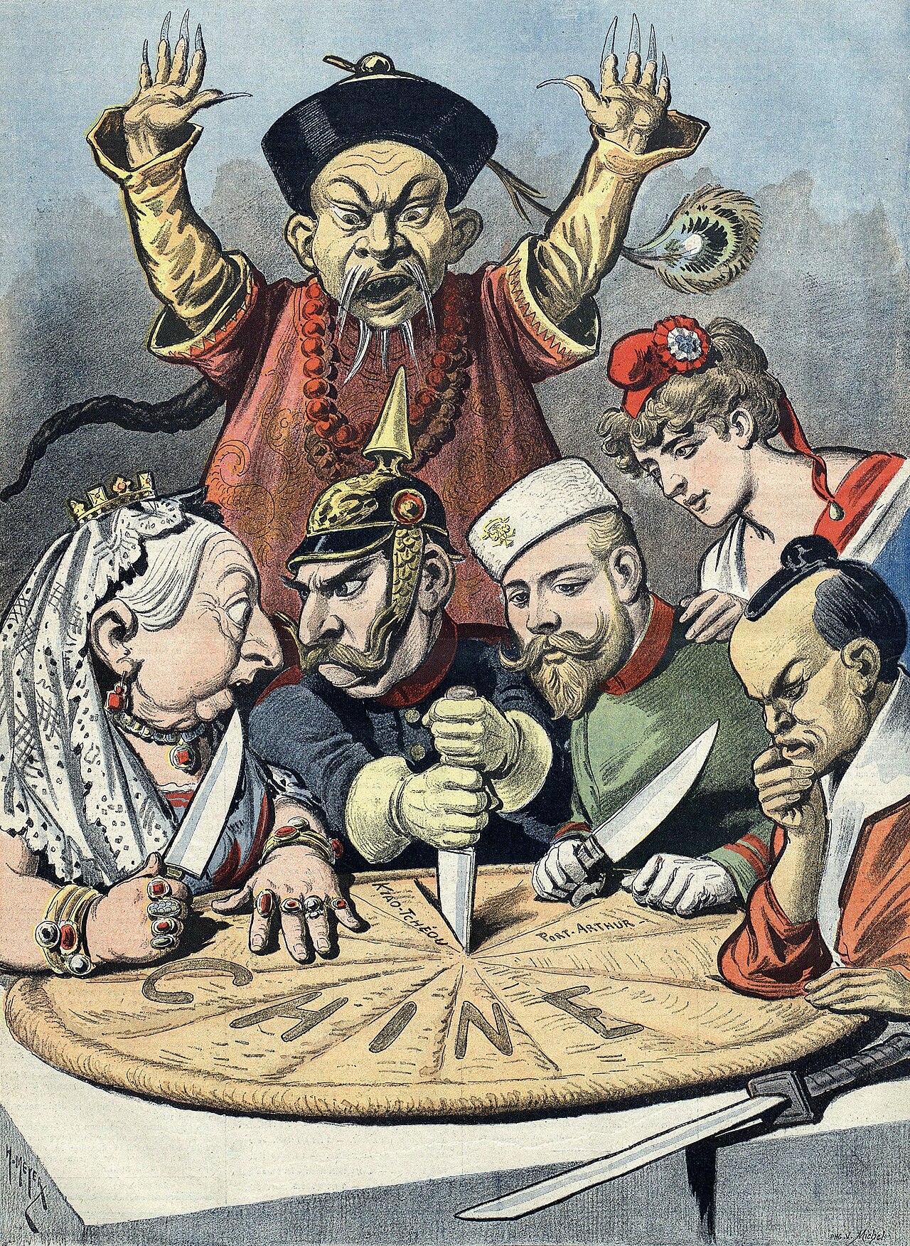 Political cartoon of imperial powers dividing China
