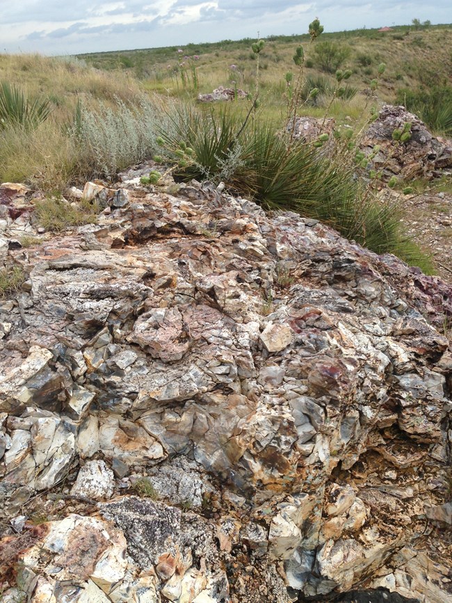 Outcrop of Alibates flint at the ground surface.