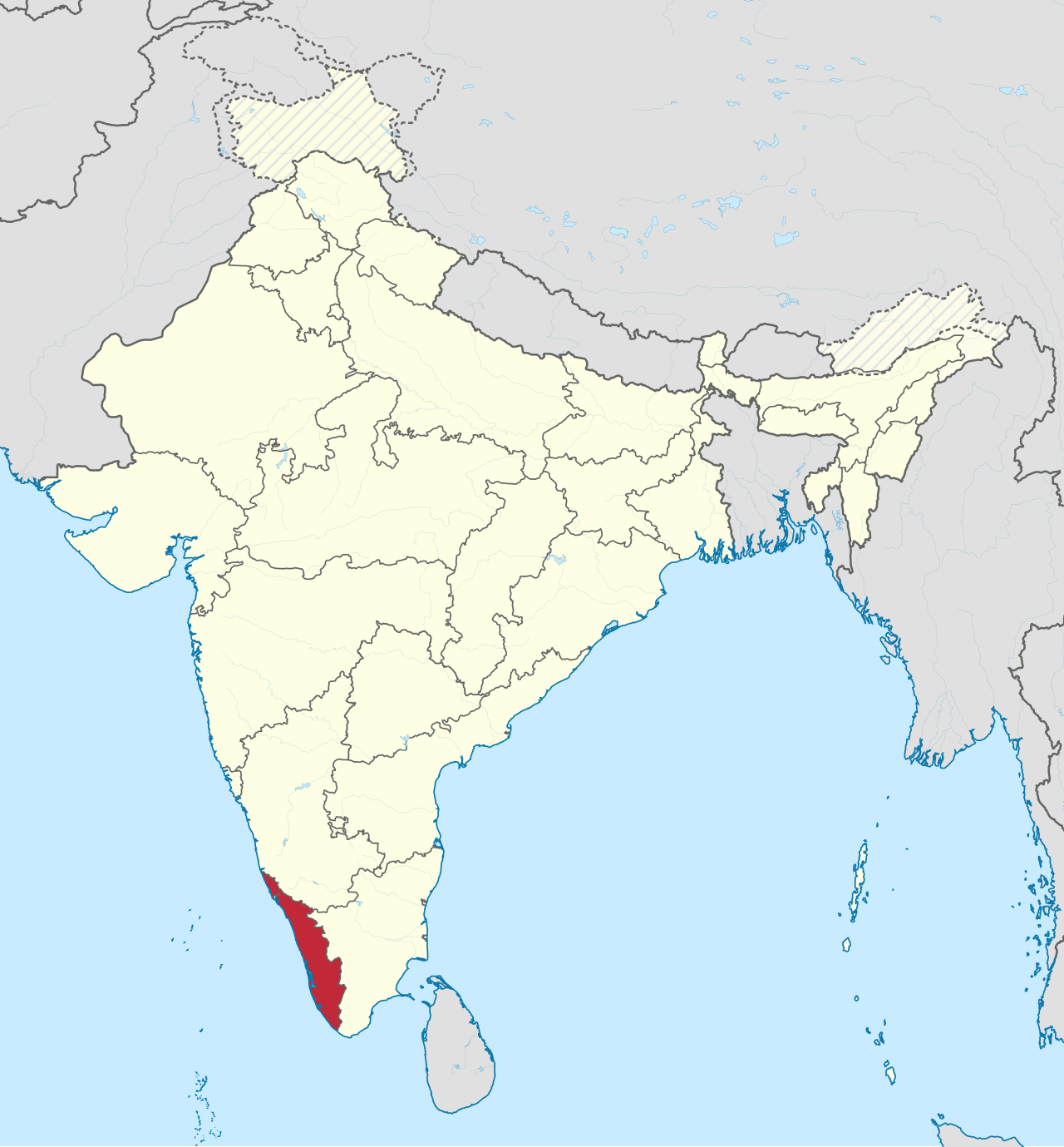 ভারতের মানচিত্রে কেরল