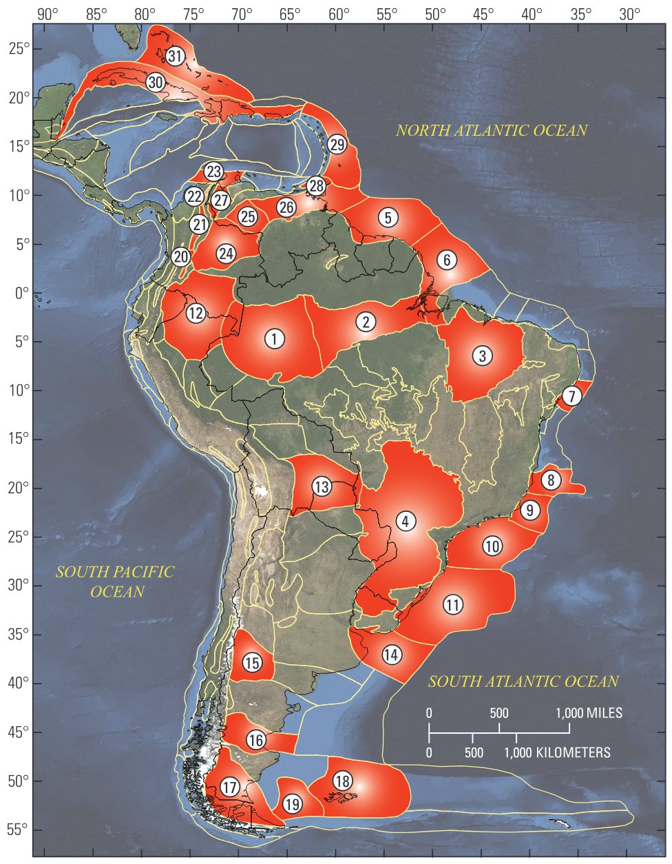 Locations of 31 provinces of South America and Caribbean assessed in this study.