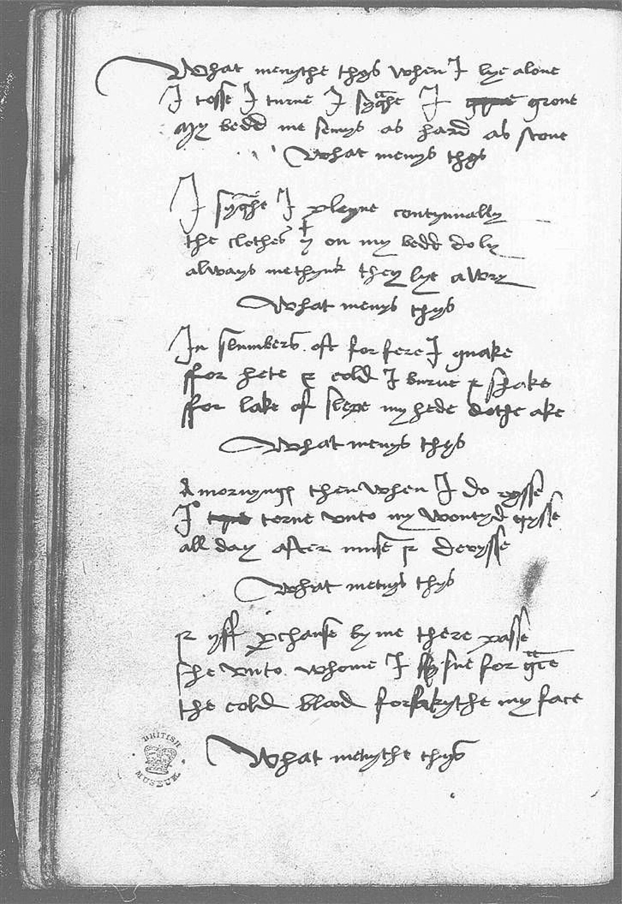 The Devonshire Manuscript facsimile 12v