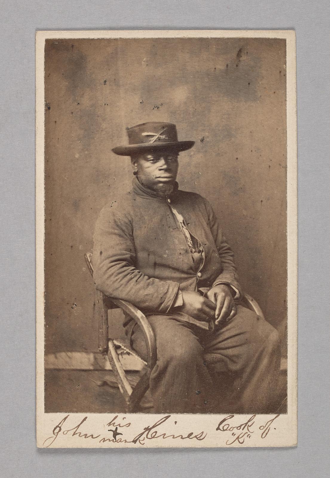 CDV of John Hines, formerly enslaved and cook of Company K, 15th Penn. Cavalry