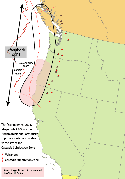 Cascadia Subduction Zone off the coast of the Pacific Northwest