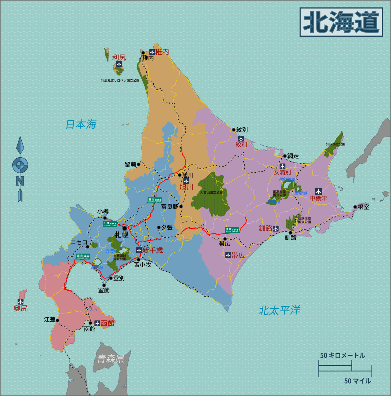 北海道の地図