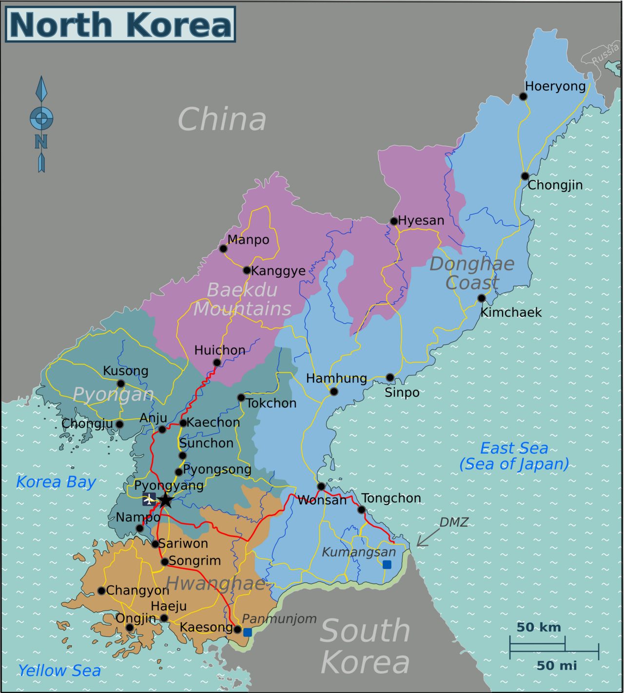 North Korea Regions Map