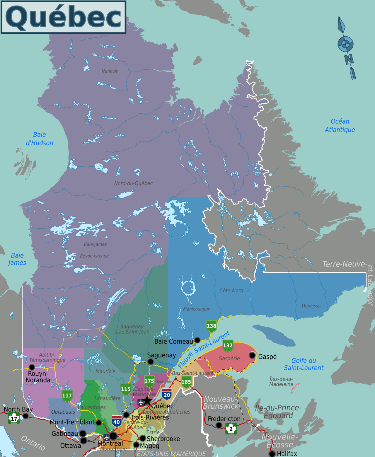 Quebec regions map (fr)