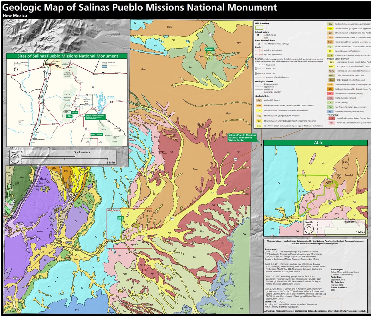 Cropped view of the park's geologic map