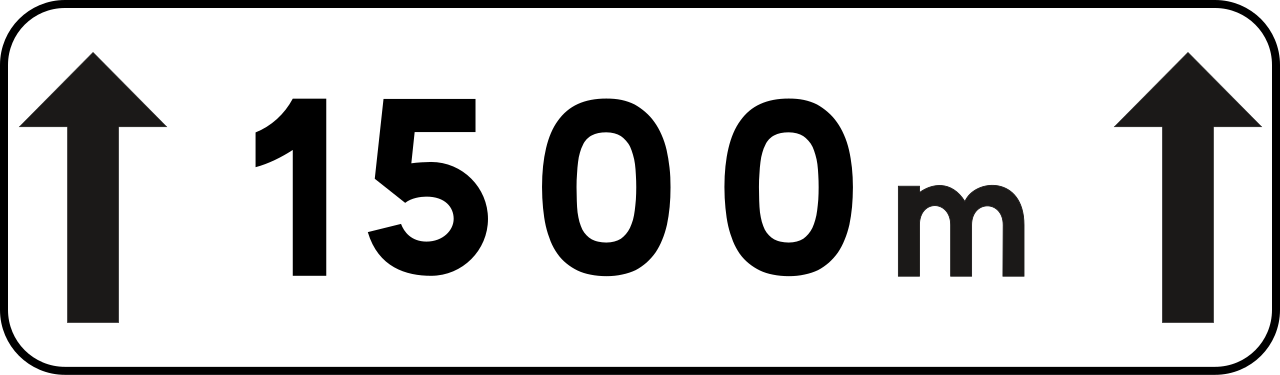 France road sign M2 (1500 m)