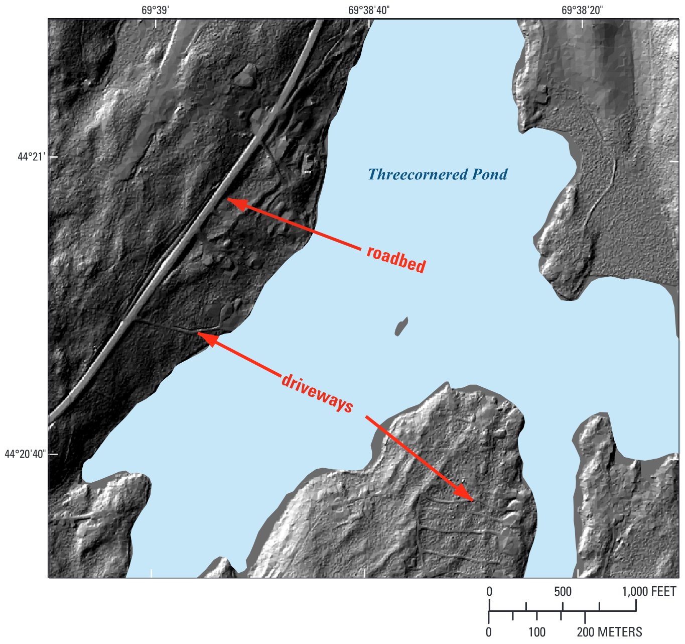 Example of LiDAR (light detection and ranging) data for Kennebec County, Maine.