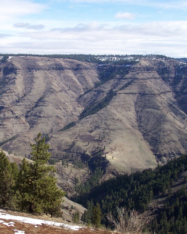 View from a rocky overlook across Joseph Canyon