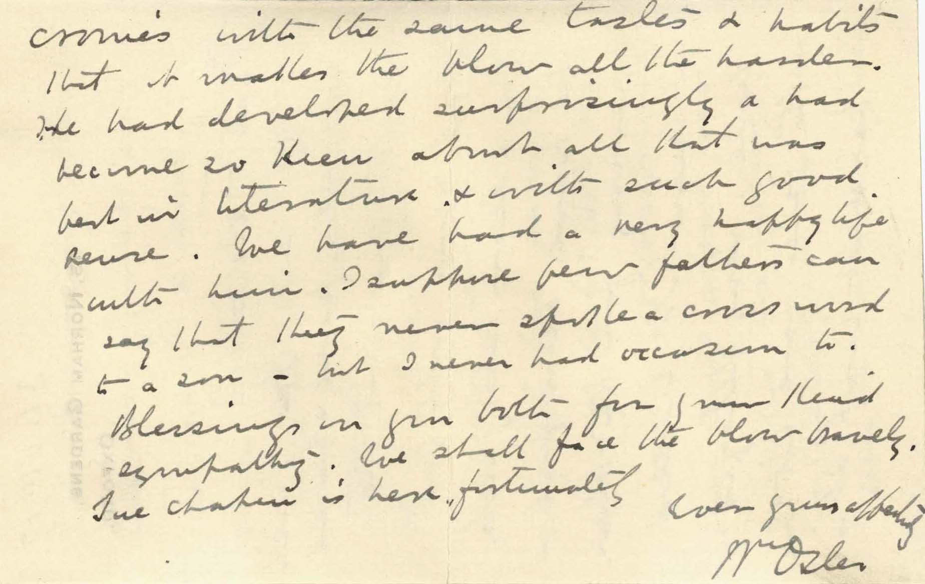 A handwritten letter on stationary.