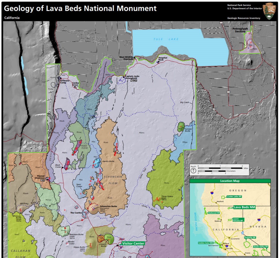 Geologic map of Lava Beds National Monument from the Geologic Resources Inventory.
