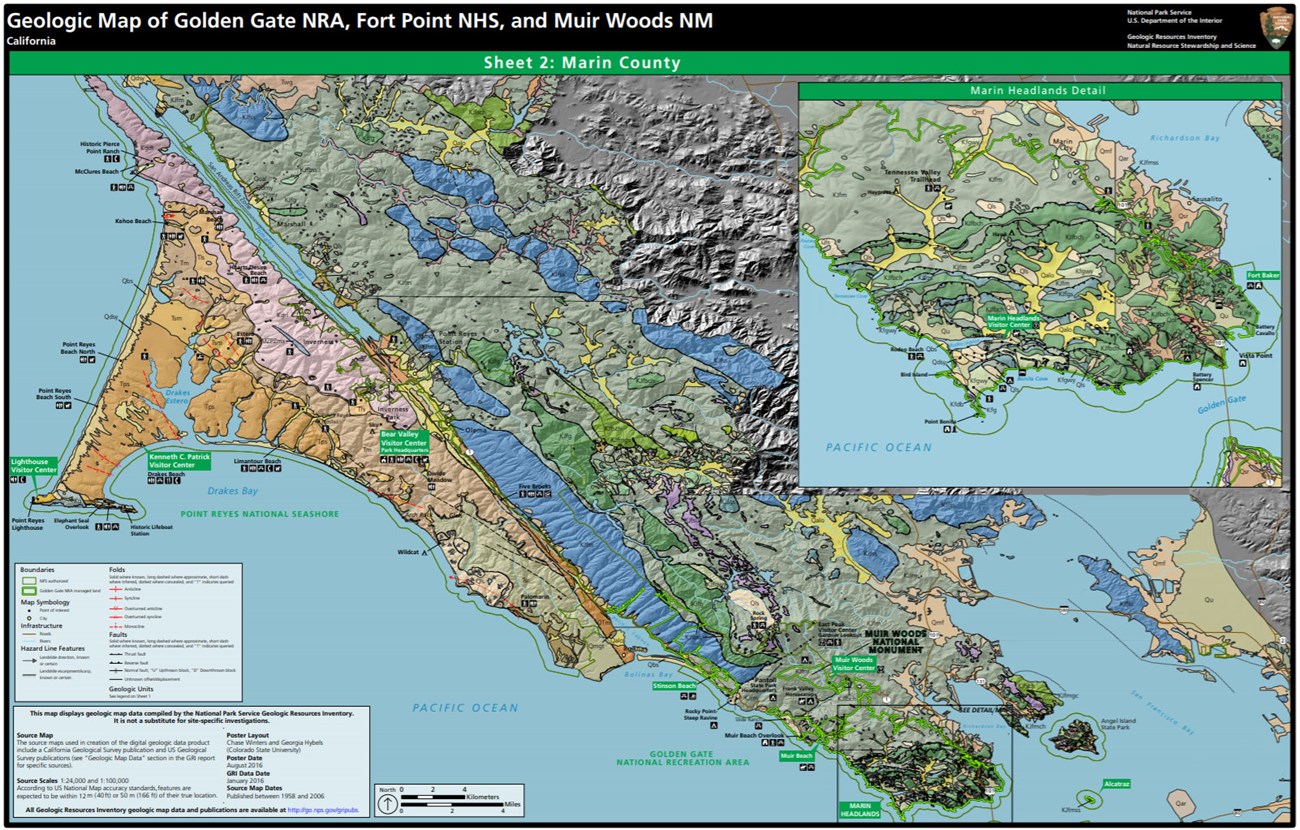 Geologic map of Muir Woods National Monument.