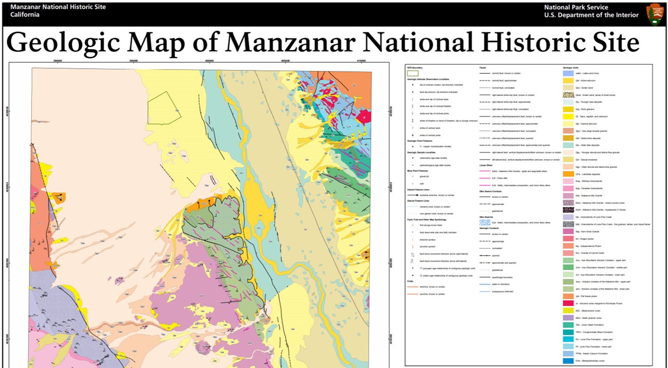 The geologic map of Manzanar National Historic Site from the Geologic Resources Inventory